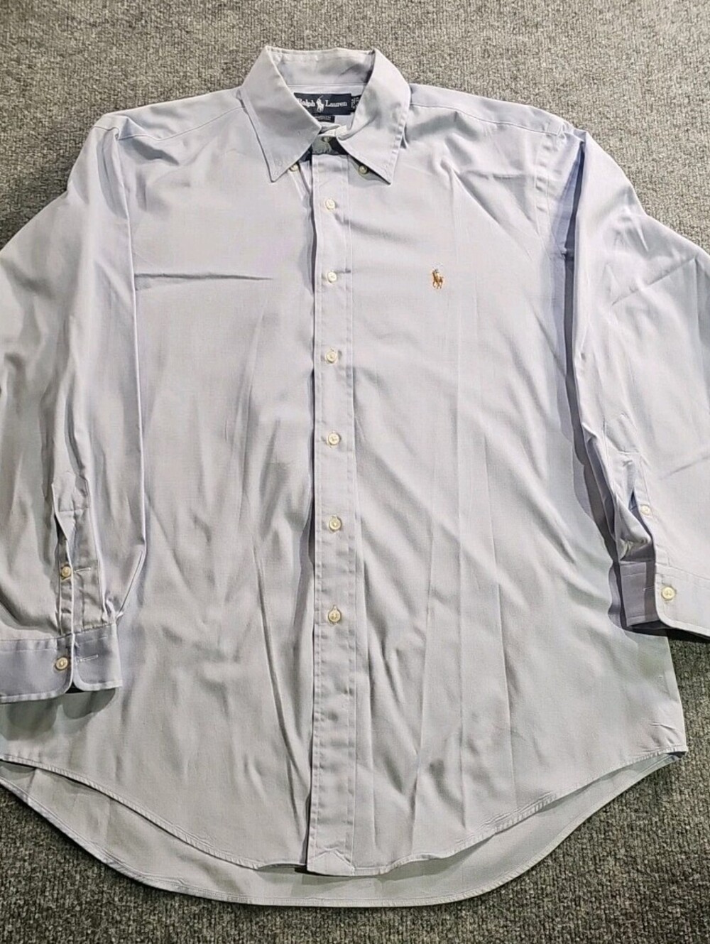 Ralph Lauren Shirt Mens 16-33 Yarmouth  Button Down Long Sleeve 100% Cotton Blue